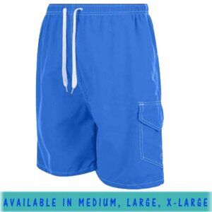 Men Swim Trunks Swimming Shorts Swimwear Cargo Beach Surf Board, Blue, NEW